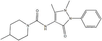 N-(1,5-dimethyl-3-oxo-2-phenyl-2,3-dihydro-1H-pyrazol-4-yl)-4-methyl-1-piperidinecarboxamide Struktur