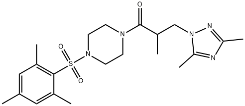 1-[3-(3,5-dimethyl-1H-1,2,4-triazol-1-yl)-2-methylpropanoyl]-4-(mesitylsulfonyl)piperazine Struktur