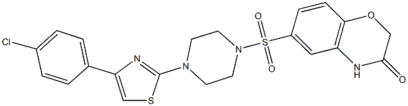 6-({4-[4-(4-chlorophenyl)-1,3-thiazol-2-yl]-1-piperazinyl}sulfonyl)-2H-1,4-benzoxazin-3(4H)-one Struktur