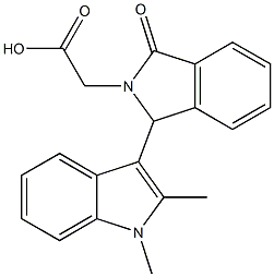 [1-(1,2-dimethyl-1H-indol-3-yl)-3-oxo-1,3-dihydro-2H-isoindol-2-yl]acetic acid Struktur