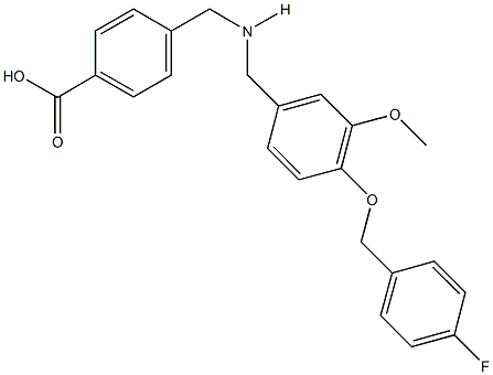 4-[({4-[(4-fluorobenzyl)oxy]-3-methoxybenzyl}amino)methyl]benzoic acid Struktur