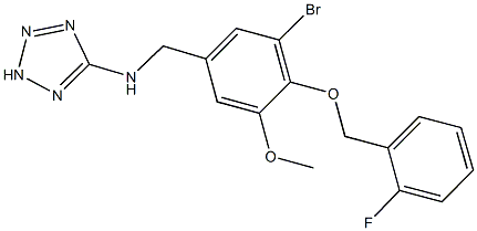 N-{3-bromo-4-[(2-fluorobenzyl)oxy]-5-methoxybenzyl}-N-(2H-tetraazol-5-yl)amine Struktur