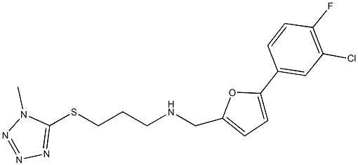 N-{[5-(3-chloro-4-fluorophenyl)-2-furyl]methyl}-N-{3-[(1-methyl-1H-tetraazol-5-yl)sulfanyl]propyl}amine Struktur