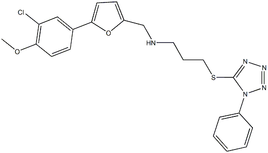 N-{[5-(3-chloro-4-methoxyphenyl)-2-furyl]methyl}-N-{3-[(1-phenyl-1H-tetraazol-5-yl)sulfanyl]propyl}amine Struktur