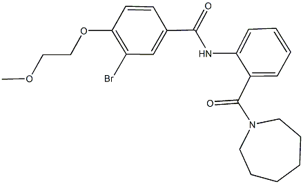 N-[2-(1-azepanylcarbonyl)phenyl]-3-bromo-4-(2-methoxyethoxy)benzamide Struktur