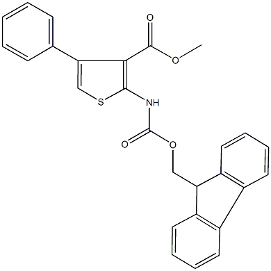 methyl 2-{[(9H-fluoren-9-ylmethoxy)carbonyl]amino}-4-phenyl-3-thiophenecarboxylate Struktur