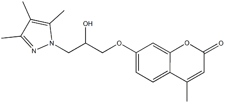 7-[2-hydroxy-3-(3,4,5-trimethyl-1H-pyrazol-1-yl)propoxy]-4-methyl-2H-chromen-2-one Struktur