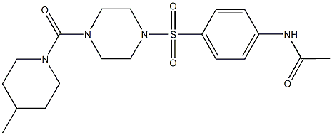 N-[4-({4-[(4-methyl-1-piperidinyl)carbonyl]-1-piperazinyl}sulfonyl)phenyl]acetamide Struktur