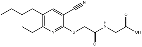 ({[(3-cyano-6-ethyl-5,6,7,8-tetrahydro-2-quinolinyl)sulfanyl]acetyl}amino)acetic acid Struktur