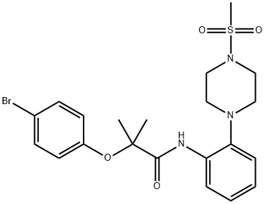 2-(4-bromophenoxy)-2-methyl-N-{2-[4-(methylsulfonyl)-1-piperazinyl]phenyl}propanamide Struktur