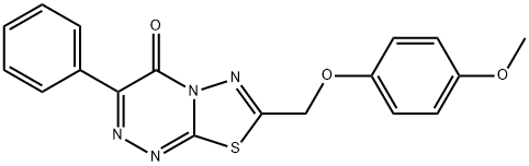 7-[(4-methoxyphenoxy)methyl]-3-phenyl-4H-[1,3,4]thiadiazolo[2,3-c][1,2,4]triazin-4-one Struktur