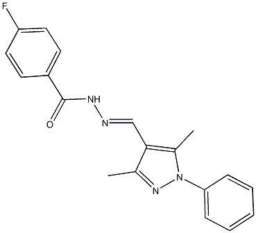 N'-[(3,5-dimethyl-1-phenyl-1H-pyrazol-4-yl)methylene]-4-fluorobenzohydrazide Struktur