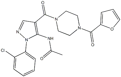 N-(1-(2-chlorophenyl)-4-{[4-(2-furoyl)-1-piperazinyl]carbonyl}-1H-pyrazol-5-yl)acetamide Struktur