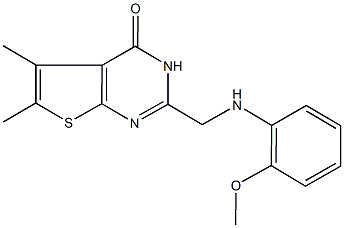 2-[(2-methoxyanilino)methyl]-5,6-dimethylthieno[2,3-d]pyrimidin-4(3H)-one Struktur