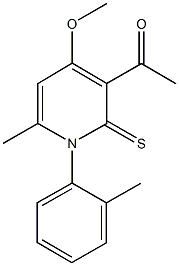 1-[4-methoxy-6-methyl-1-(2-methylphenyl)-2-thioxo-1,2-dihydro-3-pyridinyl]ethanone Struktur