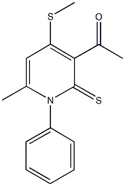 1-[6-methyl-4-(methylsulfanyl)-1-phenyl-2-thioxo-1,2-dihydro-3-pyridinyl]ethanone Struktur