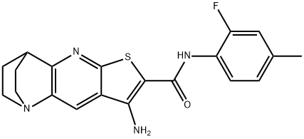 5-amino-N-(2-fluoro-4-methylphenyl)-7-thia-1,9-diazatetracyclo[9.2.2.0~2,10~.0~4,8~]pentadeca-2(10),3,5,8-tetraene-6-carboxamide Struktur