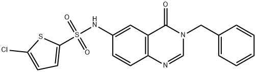 N-(3-benzyl-4-oxo-3,4-dihydro-6-quinazolinyl)-5-chloro-2-thiophenesulfonamide Struktur