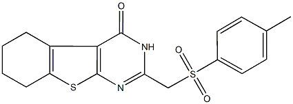 2-{[(4-methylphenyl)sulfonyl]methyl}-5,6,7,8-tetrahydro[1]benzothieno[2,3-d]pyrimidin-4(3H)-one Struktur