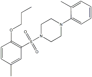 4-methyl-2-{[4-(2-methylphenyl)-1-piperazinyl]sulfonyl}phenyl propyl ether Struktur