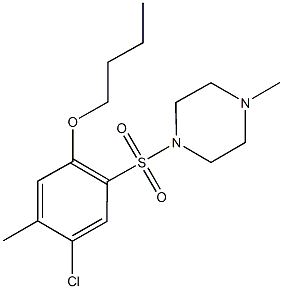 butyl 4-chloro-5-methyl-2-[(4-methyl-1-piperazinyl)sulfonyl]phenyl ether Struktur