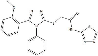 2-{[5-(2-methoxyphenyl)-4-phenyl-4H-1,2,4-triazol-3-yl]sulfanyl}-N-(1,3,4-thiadiazol-2-yl)acetamide Struktur