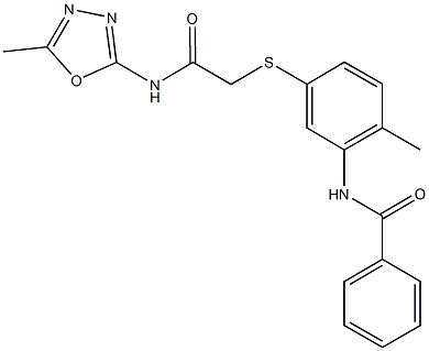 N-[2-methyl-5-({2-[(5-methyl-1,3,4-oxadiazol-2-yl)amino]-2-oxoethyl}sulfanyl)phenyl]benzamide Struktur