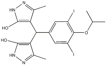 4-[(3,5-diiodo-4-isopropoxyphenyl)(5-hydroxy-3-methyl-1H-pyrazol-4-yl)methyl]-3-methyl-1H-pyrazol-5-ol Struktur