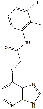 N-(3-chloro-2-methylphenyl)-2-(9H-purin-6-ylsulfanyl)acetamide Struktur