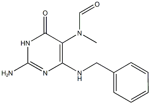 2-amino-4-(benzylamino)-6-oxo-1,6-dihydro-5-pyrimidinyl(methyl)formamide Struktur