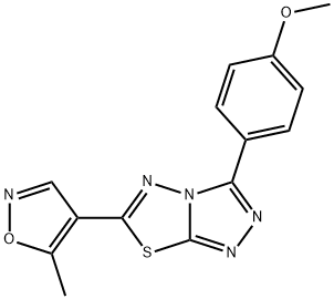 methyl 4-[6-(5-methyl-4-isoxazolyl)[1,2,4]triazolo[3,4-b][1,3,4]thiadiazol-3-yl]phenyl ether Struktur