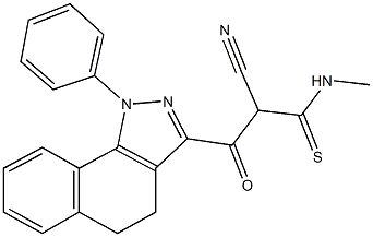 2-cyano-N-methyl-3-oxo-3-(1-phenyl-4,5-dihydro-1H-benzo[g]indazol-3-yl)propanethioamide Struktur