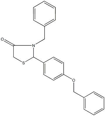 3-benzyl-2-[4-(benzyloxy)phenyl]-1,3-thiazolidin-4-one Struktur