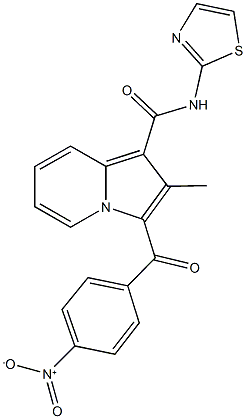 3-{4-nitrobenzoyl}-2-methyl-N-(1,3-thiazol-2-yl)-1-indolizinecarboxamide Struktur