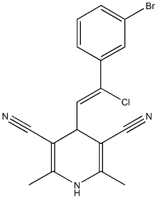 4-[2-(3-bromophenyl)-2-chlorovinyl]-2,6-dimethyl-1,4-dihydro-3,5-pyridinedicarbonitrile Struktur