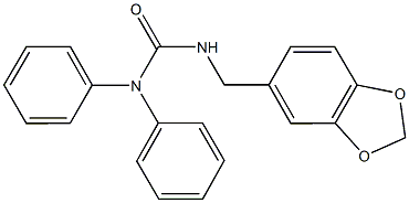 N'-(1,3-benzodioxol-5-ylmethyl)-N,N-diphenylurea Struktur