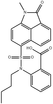 2-{butyl[(1-methyl-2-oxo-1,2-dihydrobenzo[cd]indol-6-yl)sulfonyl]amino}benzoic acid Struktur