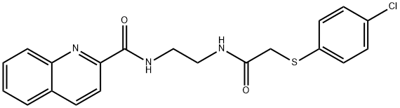 N-[2-({2-[(4-chlorophenyl)sulfanyl]acetyl}amino)ethyl]-2-quinolinecarboxamide Struktur