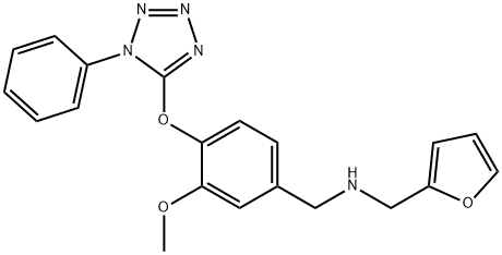 2-furyl-N-{3-methoxy-4-[(1-phenyl-1H-tetraazol-5-yl)oxy]benzyl}methanamine Struktur