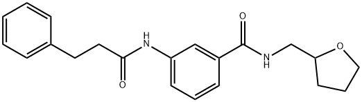 3-[(3-phenylpropanoyl)amino]-N-(tetrahydro-2-furanylmethyl)benzamide Struktur