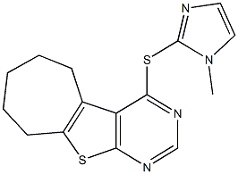 4-[(1-methyl-1H-imidazol-2-yl)sulfanyl]-6,7,8,9-tetrahydro-5H-cyclohepta[4,5]thieno[2,3-d]pyrimidine Struktur