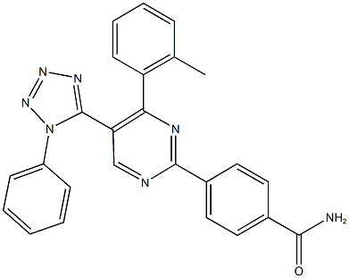 4-[4-(2-methylphenyl)-5-(1-phenyl-1H-tetraazol-5-yl)-2-pyrimidinyl]benzamide Struktur