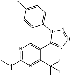 N-methyl-N-[5-[1-(4-methylphenyl)-1H-tetraazol-5-yl]-4-(trifluoromethyl)-2-pyrimidinyl]amine Struktur