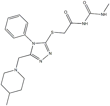 N-methyl-N'-[({5-[(4-methyl-1-piperidinyl)methyl]-4-phenyl-4H-1,2,4-triazol-3-yl}sulfanyl)acetyl]urea Struktur