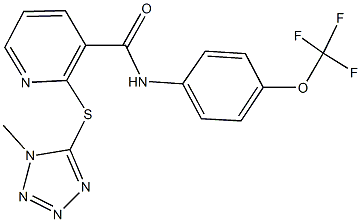 2-[(1-methyl-1H-tetraazol-5-yl)sulfanyl]-N-[4-(trifluoromethoxy)phenyl]nicotinamide Struktur