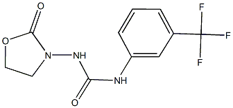 N-(2-oxo-1,3-oxazolidin-3-yl)-N'-[3-(trifluoromethyl)phenyl]urea Struktur