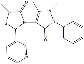 3-(1,5-dimethyl-3-oxo-2-phenyl-2,3-dihydro-1H-pyrazol-4-yl)-5-methyl-2-(3-pyridinyl)-1,3-thiazolidin-4-one Struktur