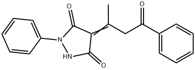 4-(1-methyl-3-oxo-3-phenylpropylidene)-1-phenyl-3,5-pyrazolidinedione Struktur