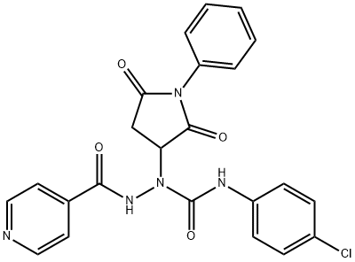 N-(4-chlorophenyl)-1-(2,5-dioxo-1-phenyl-3-pyrrolidinyl)-2-isonicotinoylhydrazinecarboxamide Struktur