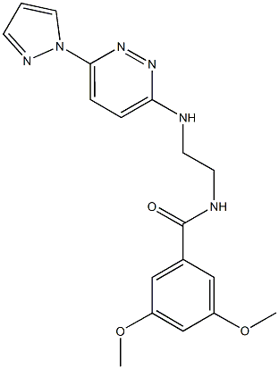 3,5-dimethoxy-N-(2-{[6-(1H-pyrazol-1-yl)-3-pyridazinyl]amino}ethyl)benzamide Struktur